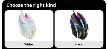 mouse com fio F1 de 3 botões iluminação colorida para jogos e escritório compatível com sistemas Microsoft Windows e Apple iOS