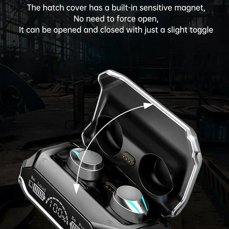 Fone de ouvido Bluetooth M41 sem fio com tela digital Smart Touch e luz colorida com sucção magnética