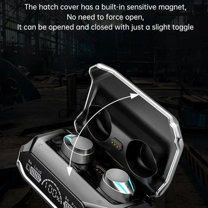 Fone de ouvido Bluetooth M41 sem fio com tela digital Smart Touch e luz colorida com sucção magnética