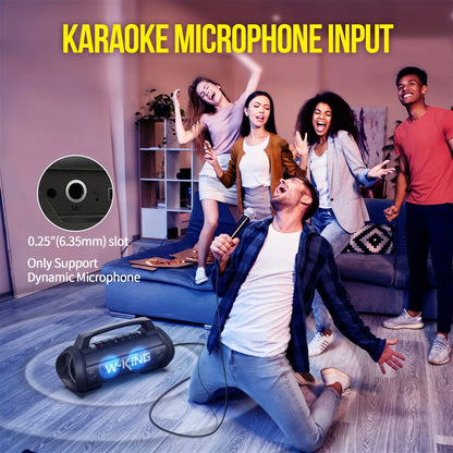 W-KING D10 alto-falante bluetooth portátil, 120W de pico 70W de potência sonora, alto-falante sem fio à prova d'água para uso externo, graves profundos