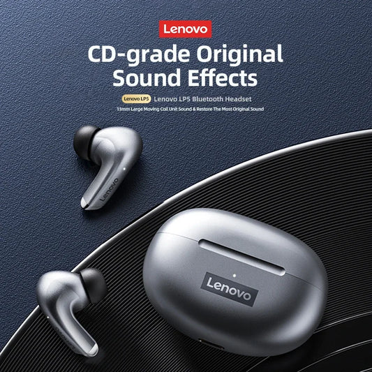 Fone de Ouvido Sem Fio Bluetooth Lenovo LP5 Original TWS com Longa Duração de Bateria, Fone Esportivo, Modo Duplo para Jogos, Chamada em HD, com Microfone.