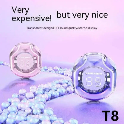 t8 pro tws fones bluetooth transparentes com display digital led fones intra-auriculares