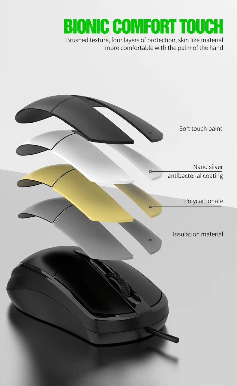 mouse com fio 301 para escritório e jogos para computador desktop, laptop e uso empresarial mouse óptico USB