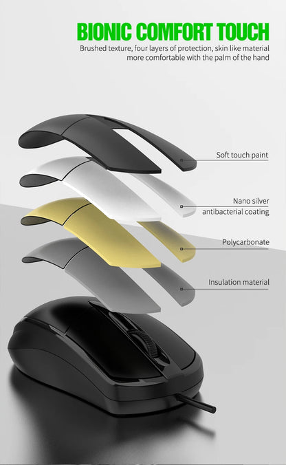 mouse com fio 301 para escritório e jogos para computador desktop, laptop e uso empresarial mouse óptico USB