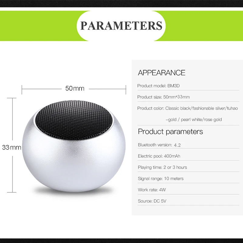 caixa de som bluetooth sem fio 5.3 portátil tws pequena metal aço cinza pesado subwoofer mini estéreo bluetooth para uso ao ar livre