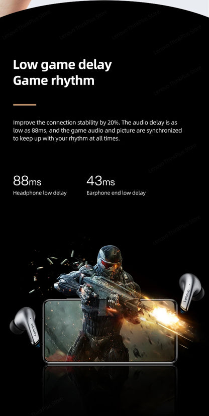 Fone de Ouvido Sem Fio Bluetooth Lenovo LP5 Original TWS com Longa Duração de Bateria, Fone Esportivo, Modo Duplo para Jogos, Chamada em HD, com Microfone.