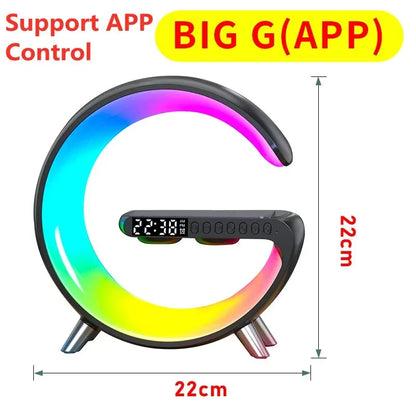luminária inteligente com led e luz noturna rgb com alto-falante sem fio carregador rápido sem fio de 15w luminária de mesa para quarto criado-mudo ou sala gamer