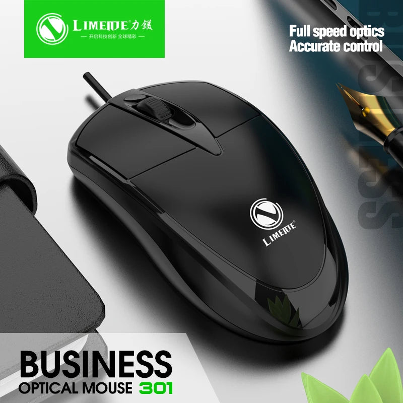 mouse com fio 301 para escritório e jogos para computador desktop, laptop e uso empresarial mouse óptico USB