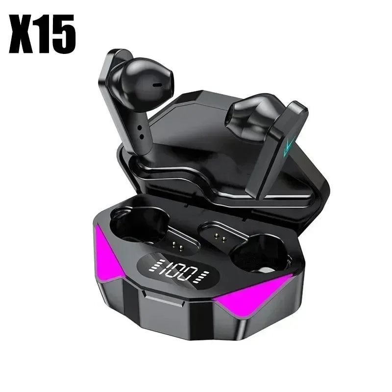 x15 fones gamer tws bluetooth sem fio com microfone áudio com graves posicionamento sonoro som estéreo 9d fone hifi para jogos