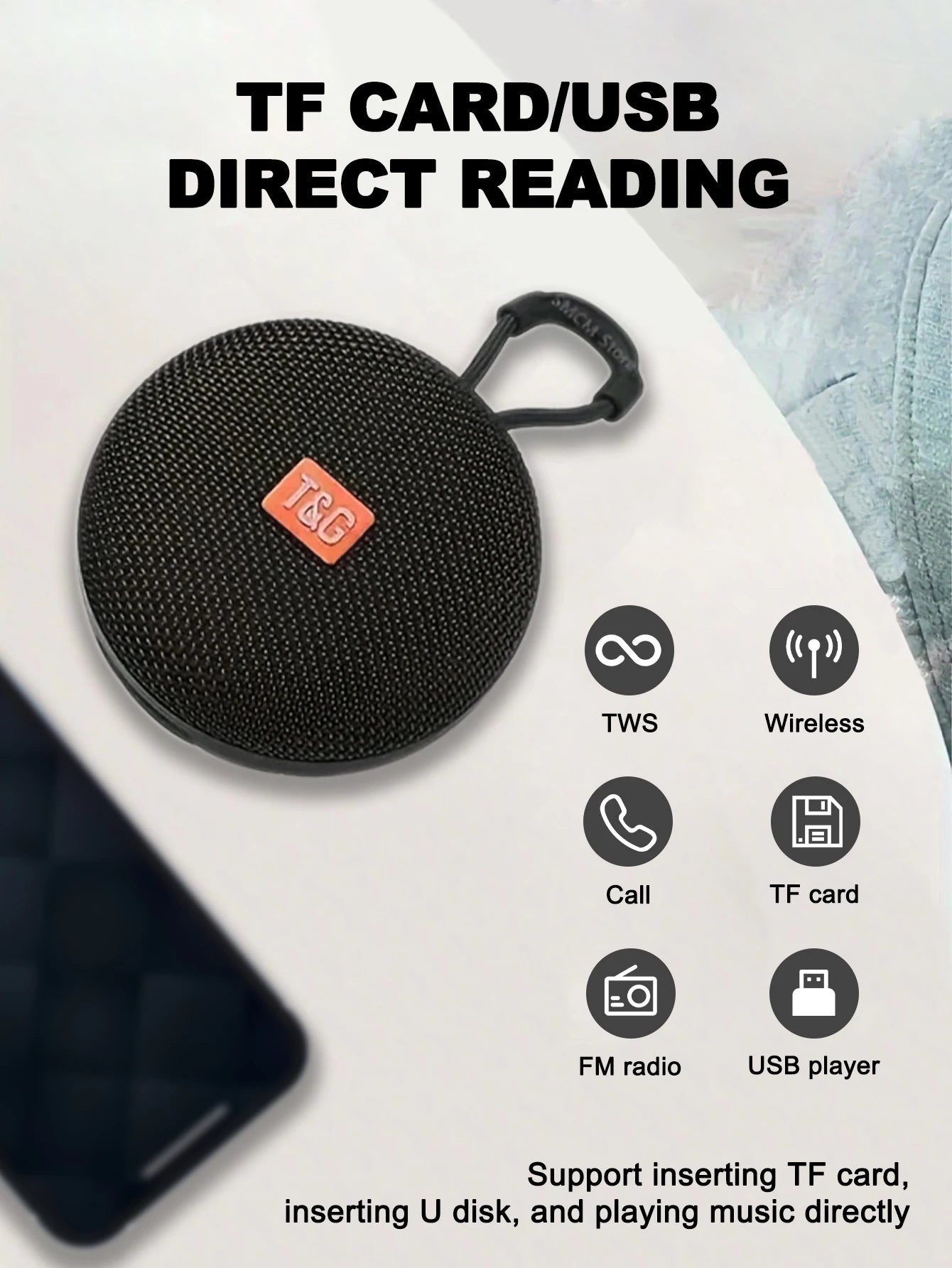 tg352 caixa de som bluetooth portátil à prova d'água para uso externo com suporte a chamadas viva-voz / cartão  com som estéreo e pareamento tws