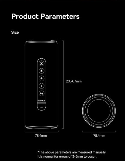 Caixa de Som Portátil Baseus AeQur VO20 para Camping, Bluetooth 5.3, Graves Potentes, 15 Horas de Reprodução, Mini Caixa de Som Sem Fio para Uso Externo, IPX5