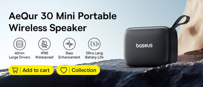 Caixa de Som Portátil Baseus AeQur VO20 para Camping, Bluetooth 5.3, Graves Potentes, 15 Horas de Reprodução, Mini Caixa de Som Sem Fio para Uso Externo, IPX5
