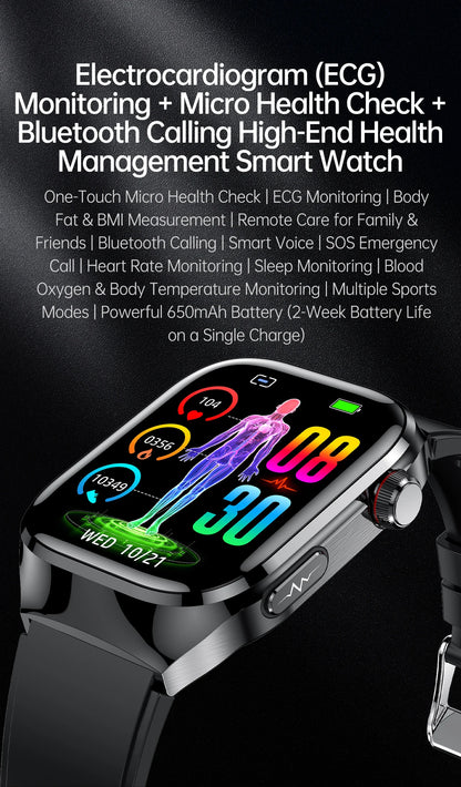 novo smartwatch 2025 ECG+PPG análise precisa de ácido úrico pressão arterial análise corporal de órgãos chamadas em HD