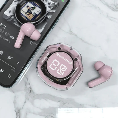 t8 pro tws fones bluetooth transparentes com display digital led fones intra-auriculares