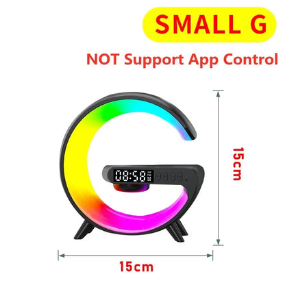 luminária inteligente com led e luz noturna rgb com alto-falante sem fio carregador rápido sem fio de 15w luminária de mesa para quarto criado-mudo ou sala gamer