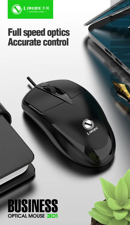 mouse com fio 301 para escritório e jogos para computador desktop, laptop e uso empresarial mouse óptico USB
