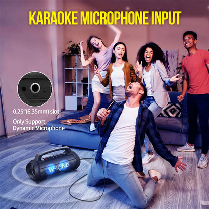 W-KING D10 alto-falante bluetooth portátil, 120W de pico 70W de potência sonora, alto-falante sem fio à prova d'água para uso externo, graves profundos