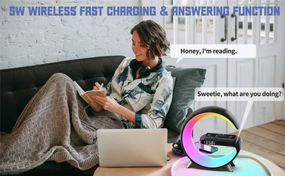 luminária inteligente com led e luz noturna rgb com alto-falante sem fio carregador rápido sem fio de 15w luminária de mesa para quarto criado-mudo ou sala gamer