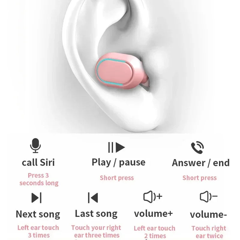 Fones de ouvido sem fio E7S TWS com controle Bluetooth, esportivo à prova d'água
