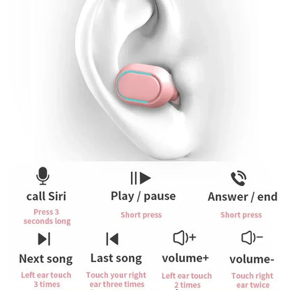 Fones de ouvido sem fio E7S TWS com controle Bluetooth, esportivo à prova d'água