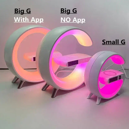 luminária inteligente com led e luz noturna rgb com alto-falante sem fio carregador rápido sem fio de 15w luminária de mesa para quarto criado-mudo ou sala gamer