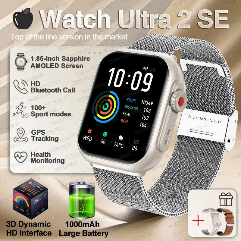 Apple Watch Ultra 2 masculino feminino pulseira inteligente bateria de 1000mAh GPS tela AMOLED chamadas por Bluetooth esportivo à prova d'água