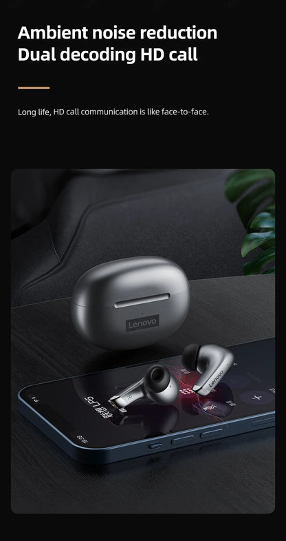 Fone de Ouvido Sem Fio Bluetooth Lenovo LP5 Original TWS com Longa Duração de Bateria, Fone Esportivo, Modo Duplo para Jogos, Chamada em HD, com Microfone.