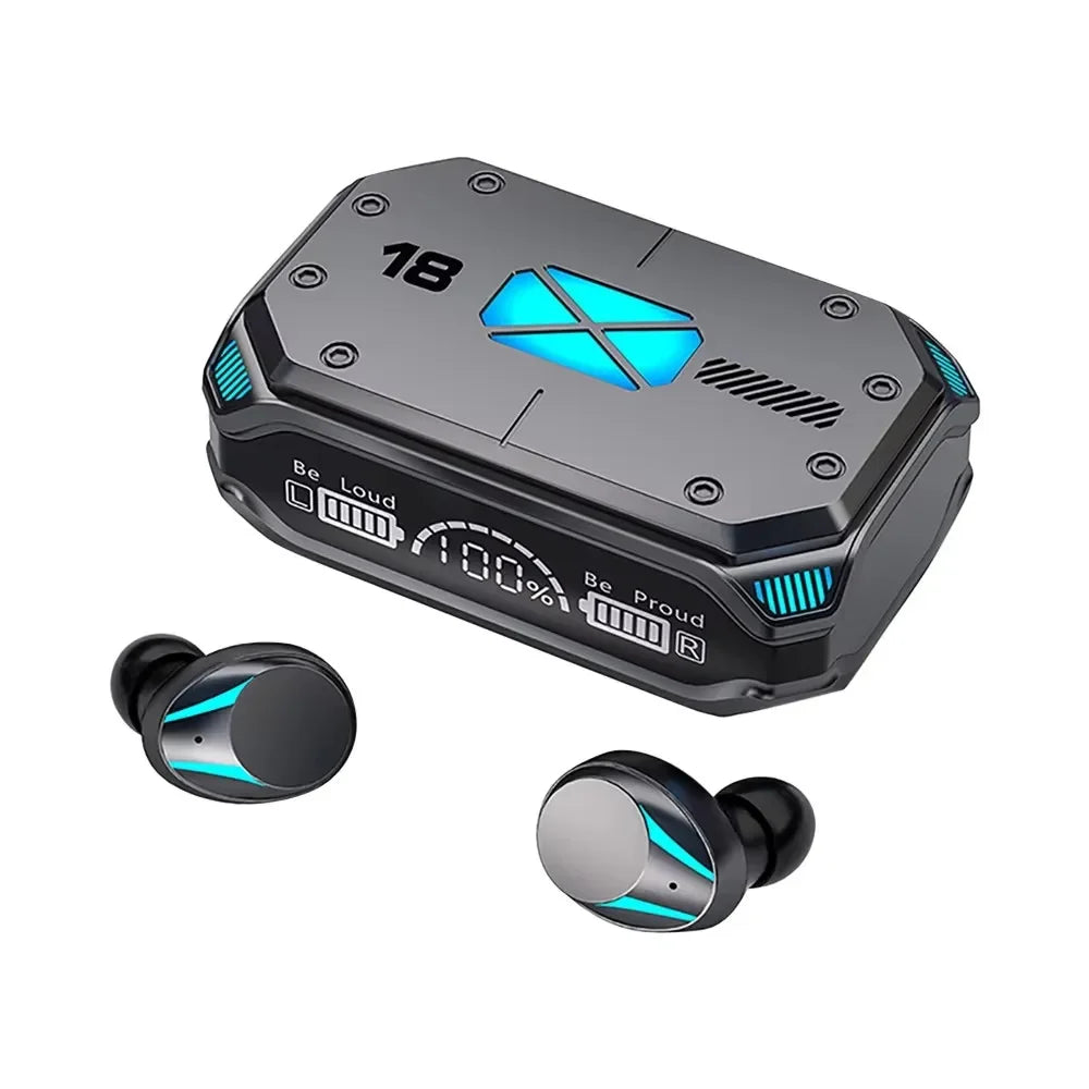 Fone de ouvido Bluetooth M41 sem fio com tela digital Smart Touch e luz colorida com sucção magnética