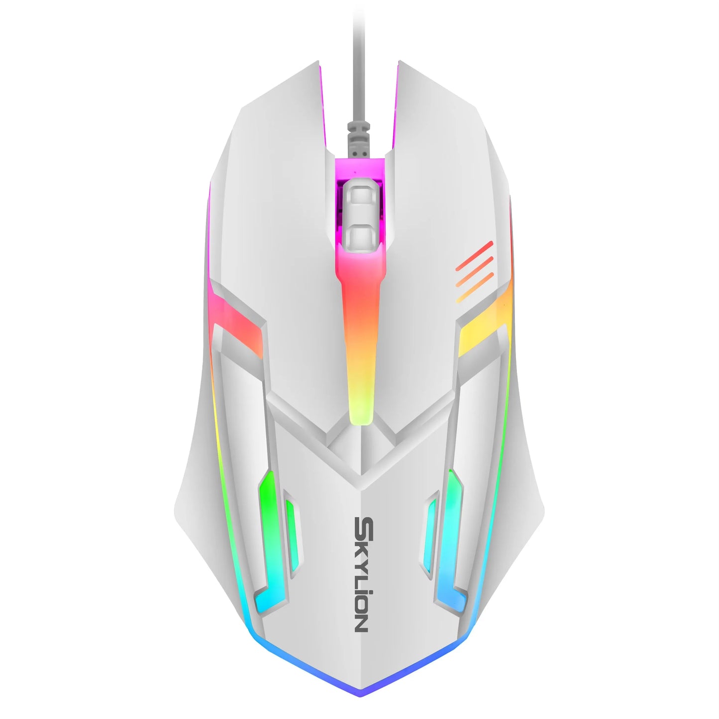 mouse com fio F1 de 3 botões iluminação colorida para jogos e escritório compatível com sistemas Microsoft Windows e Apple iOS