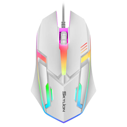 mouse com fio F1 de 3 botões iluminação colorida para jogos e escritório compatível com sistemas Microsoft Windows e Apple iOS