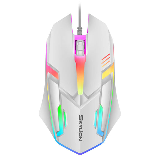 mouse com fio F1 de 3 botões iluminação colorida para jogos e escritório compatível com sistemas Microsoft Windows e Apple iOS