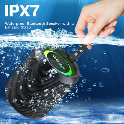 ohayo x3 alto-falante bluetooth portátil 40w, alto-falante sem fio à prova d'água ipx7 com luzes coloridas, entrada tf card/aux, para camping e caminhada