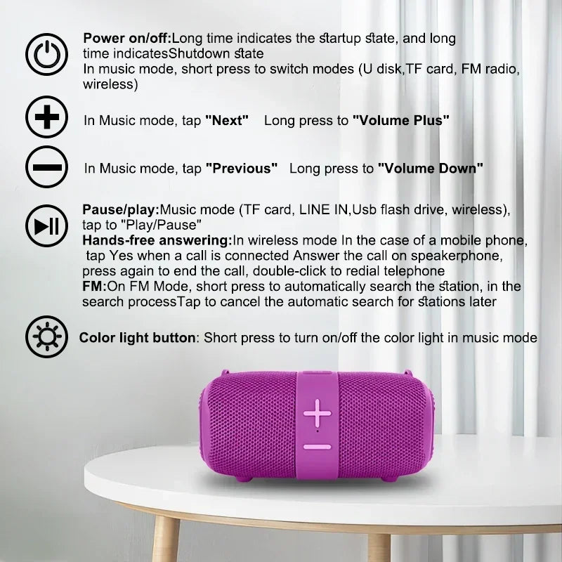 Caixa de som Bluetooth portátil T\&G TG667 com luz de led