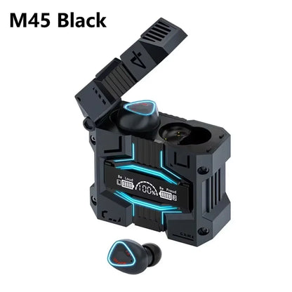 Fone de ouvido Bluetooth M41 sem fio com tela digital Smart Touch e luz colorida com sucção magnética