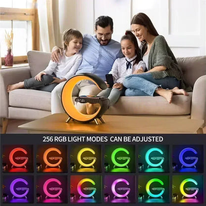 luminária inteligente com led e luz noturna rgb com alto-falante sem fio carregador rápido sem fio de 15w luminária de mesa para quarto criado-mudo ou sala gamer