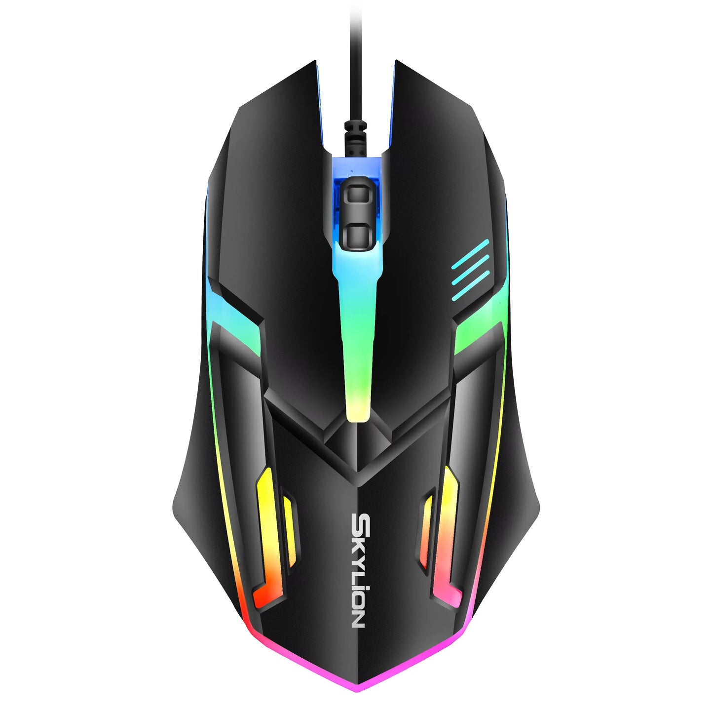 mouse com fio F1 de 3 botões iluminação colorida para jogos e escritório compatível com sistemas Microsoft Windows e Apple iOS