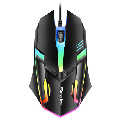mouse com fio F1 de 3 botões iluminação colorida para jogos e escritório compatível com sistemas Microsoft Windows e Apple iOS
