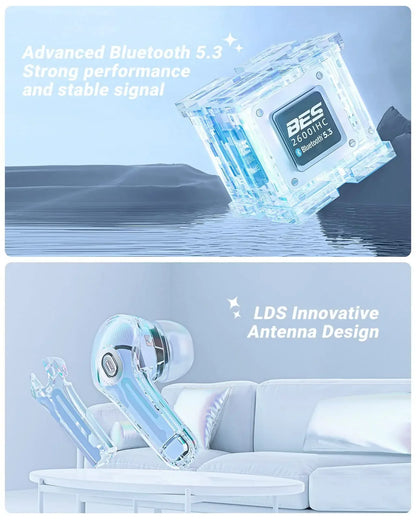 t8 pro tws fones bluetooth transparentes com display digital led fones intra-auriculares