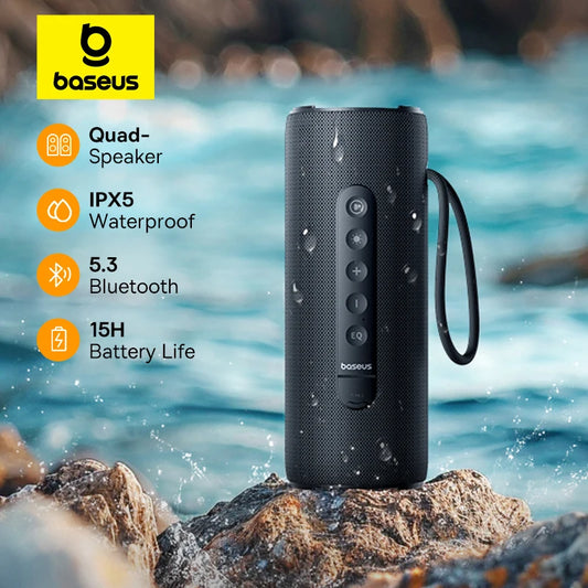 Caixa de Som Portátil Baseus AeQur VO20 para Camping, Bluetooth 5.3, Graves Potentes, 15 Horas de Reprodução, Mini Caixa de Som Sem Fio para Uso Externo, IPX5