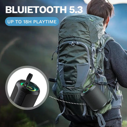 ohayo x3 alto-falante bluetooth portátil 40w, alto-falante sem fio à prova d'água ipx7 com luzes coloridas, entrada tf card/aux, para camping e caminhada