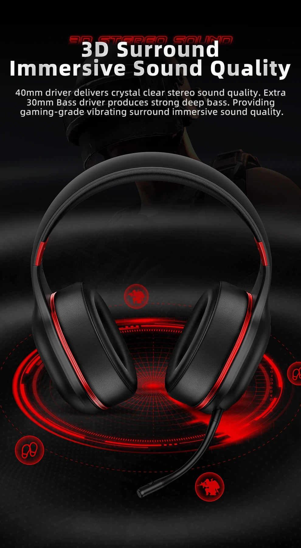 Fones de Ouvido Gamer Kofire UG-05 Headset Sem Fio 2.4G BT5.0 com Microfone, Luz RGB, Vibração, Fone Bluetooth para PS4 PS5 PC Switch