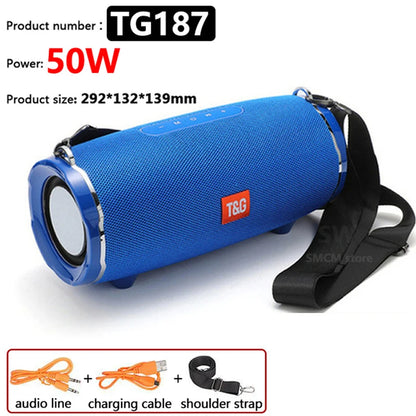 caixa de som bluetooth de alta potência 50w alto-falante portátil sem fio à prova d'água para uso externo coluna de áudio para pc centro musical subwoofer
