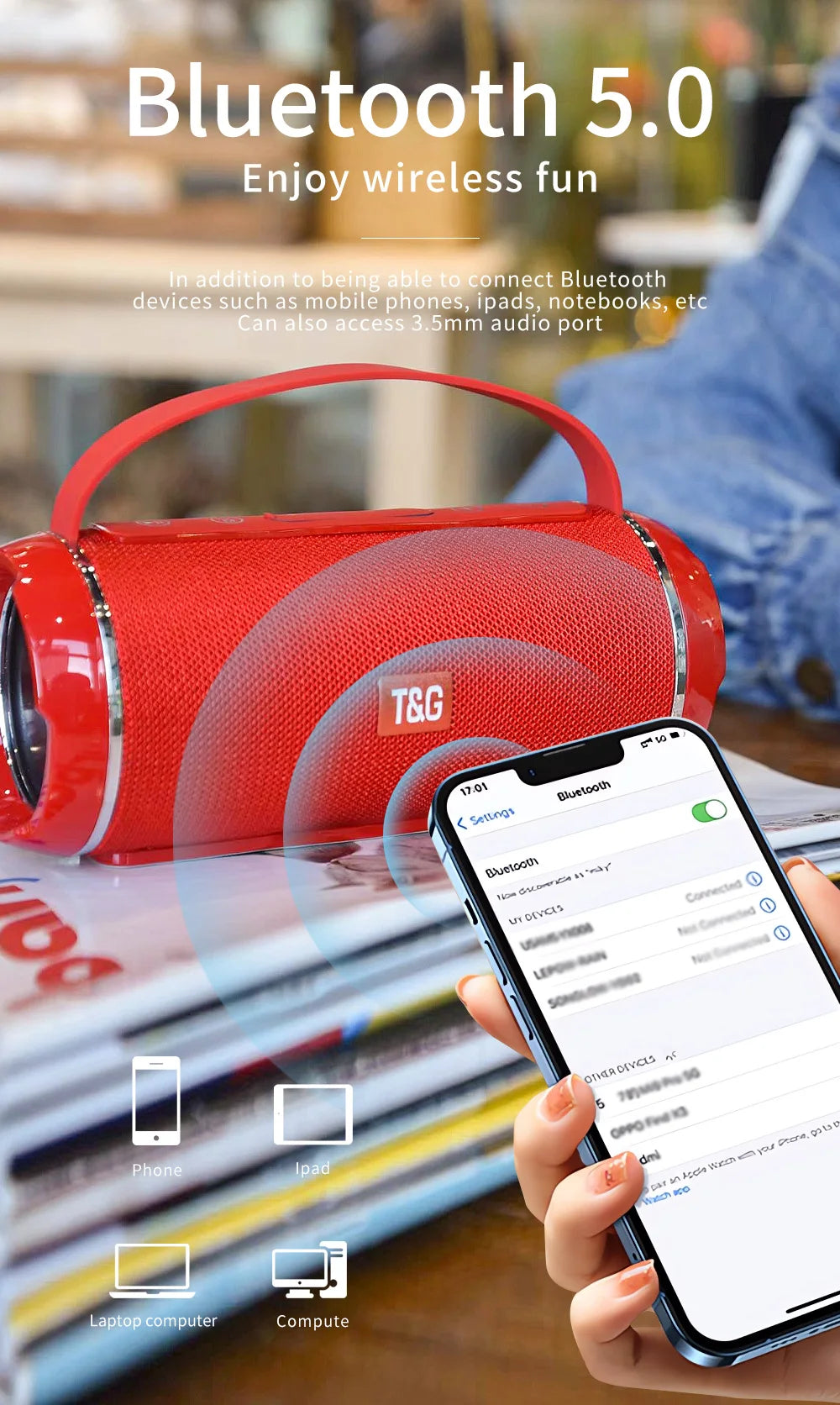 caixa de som bluetooth tg116c caixa de som portátil sem fio potente alto-falante externo com subwoofer centro musical tipo boom box