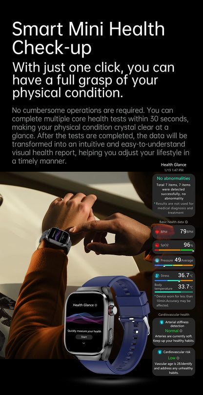 novo smartwatch 2025 ECG+PPG análise precisa de ácido úrico pressão arterial análise corporal de órgãos chamadas em HD
