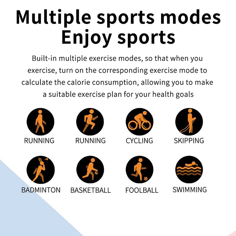 relógio inteligente à prova d’água com monitor de sono, frequência cardíaca, Bluetooth para Android e iOS