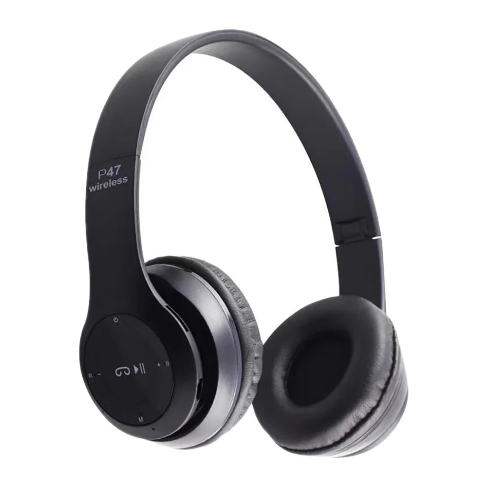 Fone de Ouvido Estéreo P47 – Headset Bluetooth 5.0 Dobrável, Sem Fio