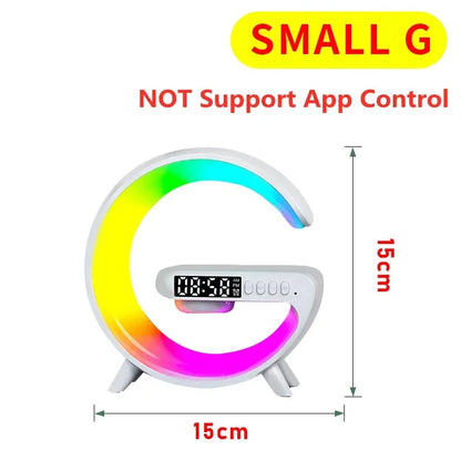 luminária inteligente com led e luz noturna rgb com alto-falante sem fio carregador rápido sem fio de 15w luminária de mesa para quarto criado-mudo ou sala gamer
