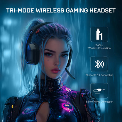 oneodio g19bt headset gamer sem fio 2.4g com microfone transmissor usb/tipo c fones de ouvido over-ear com rgb para ps5/ps4/pc/celular